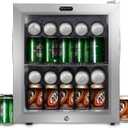 Whynter Beverage Refrigerator with Double-Layer Glass Door, 68-Can 1.6 Cu Ft Freestanding Drink Mini Fridge, BR-062WS, Stainless Steel