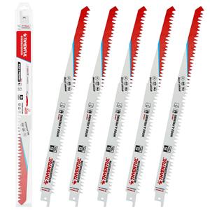 5TPI Wood Pruning Reciprocating Saw Blades, 12 Inch Durable High Carbon Steel Wood Cutting Blades, Fast Cutting Tree Trimming Blades(5Pcs)