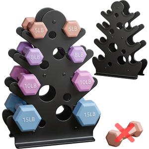 Dumbbell Rack Stand Only(Dumbbells Not Included) - Dumbbell Storage Rack with/without Wheels, Space Saver for Home Gym. (4 Tier - Simple)