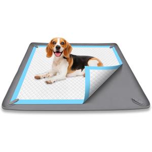 Dog Pee Pad Holder, Flantor Puppy Pad Holder 24x24 Inch - Spill-Resistant Silicone Mat with Magnetic Clips & High Edges, Easy Clean Reusable Tray for Dog Toilet Training, Leak-Resistant for Puppies