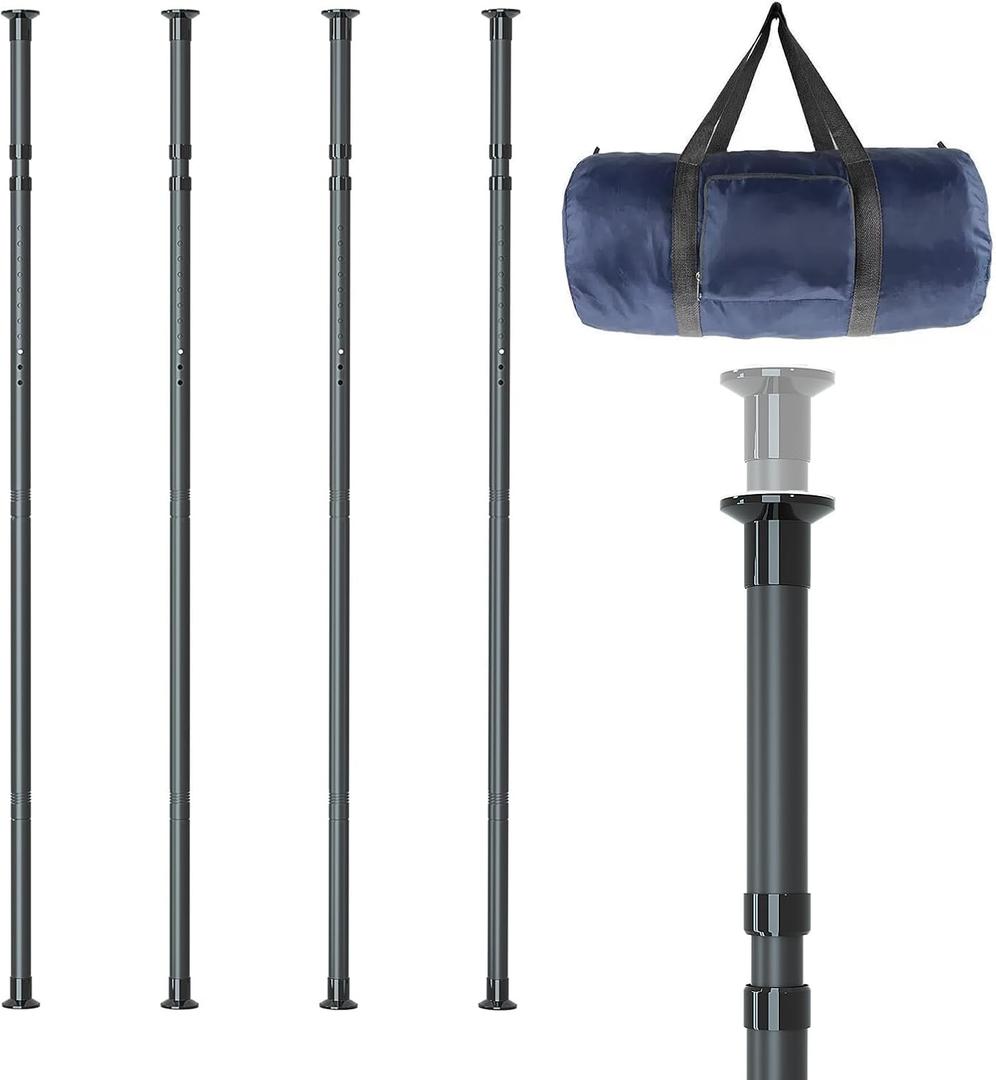 10-Foot Dust Barrier Poles Kit - (Pack of 4) Spring-Loaded Telescoping Poles with Carry Bag for Interior Painting & Decoration Projects