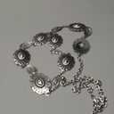 Western-Concho-Belt-Women Cowgirl-Metal-Belts Boho Silver Vintage Turquoise Chain Belt for Dress Jeans (Length 51.1" (29.5"+extended chain 21.6"))