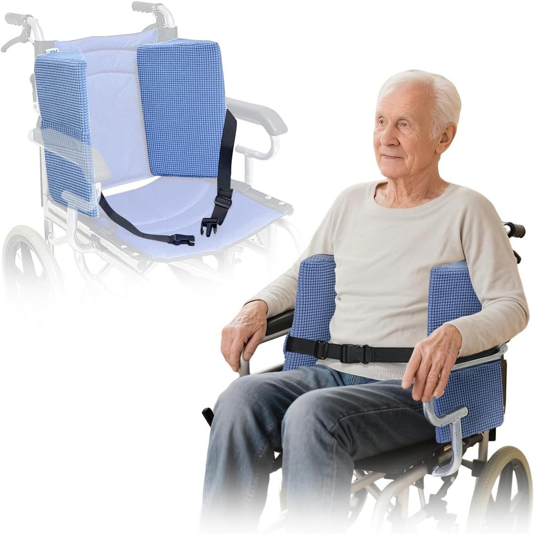 Wheelchair Lateral Support Side Cushions, Positioning Wedges Wheelchair Side Guards, Back Support Cushion for Wheelchairs, Side Padding with Adjustable Strap, Posture Foam Wedge Pillow for Wheelchairs