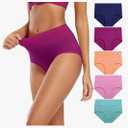 Molasus Women's Cotton Underwear High Waisted Full Coverage Ladies Panties, L