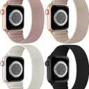 4 Pack Stretchy Nylon Solo Loop Bands Compatible with Apple Watch 49mm 46mm 45mm 44mm 42mm 41mm 40mm 38mm, Elastic Sport Strap for iWatch Ultra/2 Series 10 9 8 7 SE 6 5 4 3 2 1 women, 6"