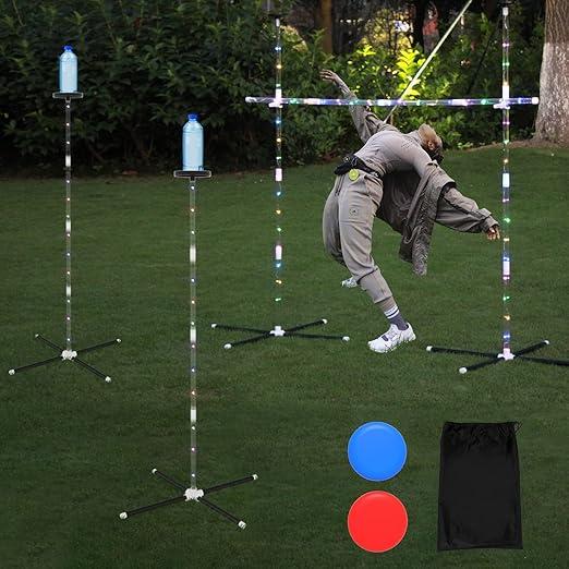Outdoor Games Yard Games for Adult Family Kids, 2 in 1 Limbo Games with Led Light, Perfect for Camping, Beach, Lawn