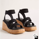 SM New York Triple Band Stretch Wedge (WW), Black,size 9