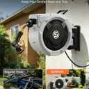 SUNPOW Retractable Garden Hose Reel - 5/8in x 100ft Heavy Duty Wall Mounted Hose Reel with 3/4in Brass Fitting & 10 Function Nozzle - Any Length Lock, Auto Rewind System, 180Swivel Bracket - Gray