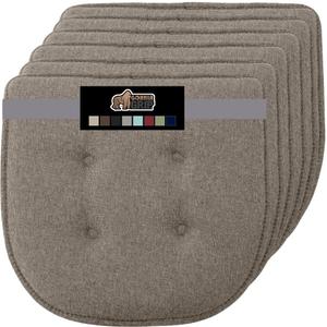 GORILLA GRIP Slip Resistant Tufted Chair Cushions, No Ties Required, Set of 6 Memory Foam Pads for Dining Room, Kitchen Table, Office, Rocking Chairs, Plush Seat Cushion Pad, Home Decor, 16x17, Beige