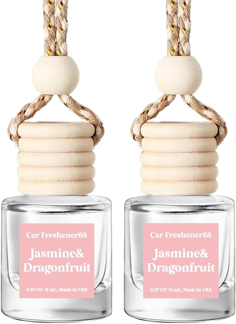 HoogaLife Car Air Freshener Diffuser 2 Pack Hanging Jasmine Dragonfruit Car Air Freshener for Women 45+ Days Long Lasting Fragrance Made in USA (B68)