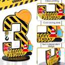 MiniInflat Construction 3rd Birthday Number Sign Centerpiece Truck 3rd Sign Construction Birthday Party Supplies Wooden Excavator Hat 3 Years Old Number for Boys Anniversary