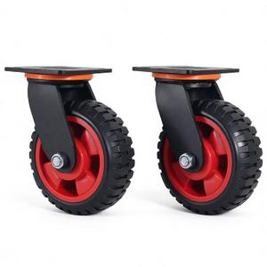 Heavy Duty Caster Wheels 6" Inch Large Solid Rubber Casters, Swivel Offroad All Terrain Outdoor Industrial Casters Wheel for Workbench, Dolly, Chic-Ken Coop, Cart, Trolley-2 Packs