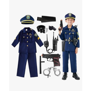 Udekit Police Cosutme for Kids, Police Officer Costume Uniform Set with Accessories for Kids Boys Girls Halloween Cosplay Party for Age 4 to 6