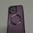 Hython for iPhone 14 Pro Max Case Glitter, Clear Magnetic Phone Cases with Camera Lens Protector [Compatible with MagSafe] Bling Sparkle Plating Soft TPU Slim Shockproof Protective Cover WomenPurple