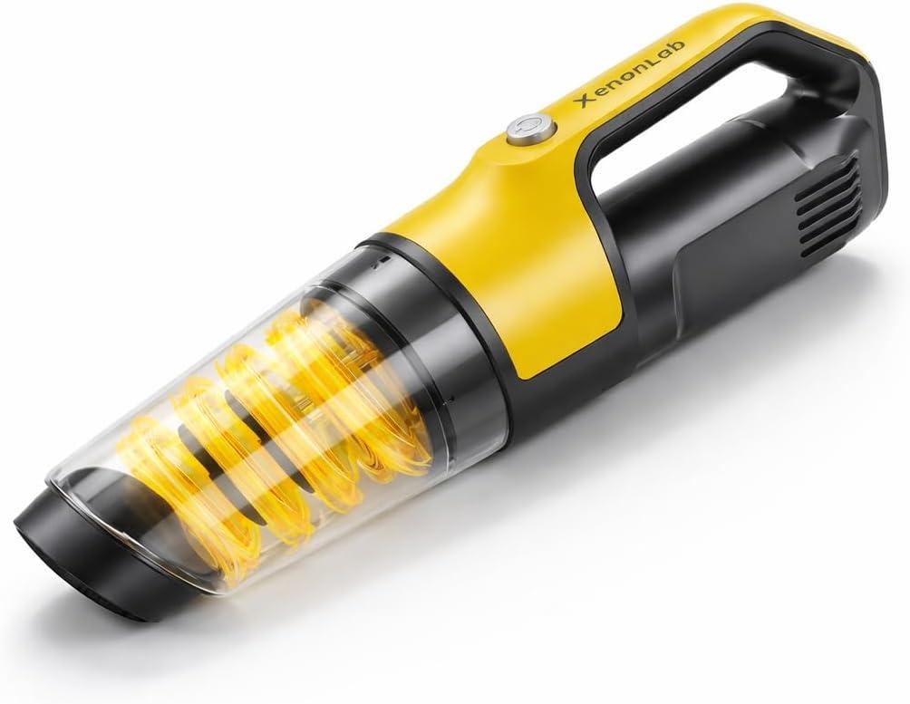 Handheld Vacuum Cordless 1.1 Pounds Car Vac 10000PA Hand Held Vacuums 4-in-1 Hand Vac Cordless Rechargeable HEPA Filter Large Capacity Dust Cup for Car Office Home Pets Hair (Butter Yellow)