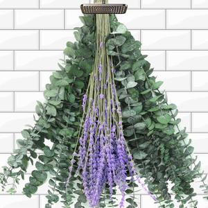 230 Pcs Dried Eucalyptus Stems with Lavender Flowers Bundle for Shower 17'' Natural Real Hanging Live Eucalyptus Leaves Branches for Wedding Decor Fresh Farmhouse Bathroom Table Vase Decor