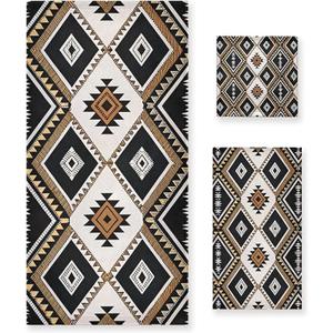FLildon Bath Towels Set of 3 Aztec Navajo Bathroom Towel for Face Hand Absorbent Washcloth for Gym Bathing Home Shower