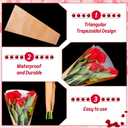 50Pcs Flower Wrapping Bags Kraft Paper with Ribbon Floral Packing Sleeves Bouquet Bags Clear Flower Wrapping Sleeves for Wedding Birthday Graduation Anniversary Mothers Day Gift, 9.8x3.9x17.9 Inch