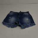 ZOLUCKY Women's Casual Summer Denim Shorts Mid Waisted Stretchy Ripped Jean Shorts with Pockets (Medium, C1 Navy)