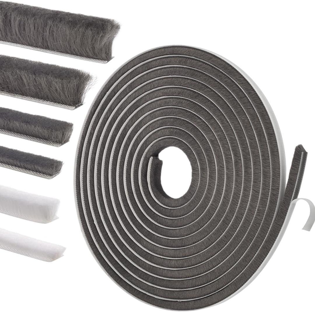 Self-Adhesive Weather Stripping Seal for Doors & Windows  Soundproof Insulation Gap Filler for Sliding, Exterior, Front, and Jamb Frames  0.35" x 0.35" x 16.5 ft, Gray