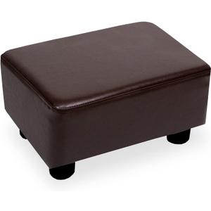 CAROLMADE Small Foot Stool Ottoman Footstool with Legs Under Desk Footrest for Living Room Bedroom and Office, Dark Brown (11"D x 15.4"W x 8.3"H)