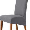 DUXDJRRE Dining Room Chair Covers, Stretch Polar Fleece Long Back Seat Case for Living Office Reception(Dark Gray,XL Size (6075cm))