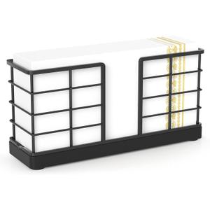 Wican Vertical Stance Bathroom Napkin Holder Takes Up Less Space for Small Guest Bathroom Oak and Iron Towel Tray for Powder Room Table Wooden Basket for Disposable Paper Hand Towels Matte Black (8.86 x 2.56 x 4.33 inchs)