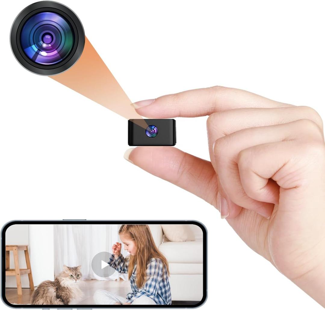 Mini Spy Camera - WiFi Hidden Camera - 1080P Home Security Cam - Nanny Cam - Portable Tiny Camera, Real-time Videotaping and Motion Detection, for Pet/Interior/Household Surveillance