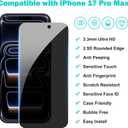 PEHAEL 3+3 Pack for iPhone 17 Pro Max Privacy Screen Protector with Camera Lens Protector Full Coverage Anti-Spy Tempered Glass Film 9H Hardness Easy Installation Bubble Free [6.9 inch]