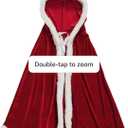 Christmas Halloween Costumes Cloak Mrs. Claus Santa Xmas Velvet Hooded Cape Robe One Size
