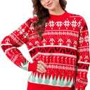 dressfan Unisex Funny Christmas Sweaters Xmas Family Matching Sweater Knit Pullover Crew Neck Long Sleeve for Women & Men (Small, Red-snowflake)