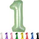 Foil Number Balloon 40 Inch, Jumbo Mylar 1 Balloons for Girl Boy 1st 1 11 21 100 Birthday Decorations Baby Shower Photo Shoot, Olive Green One Giant Balloons