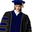 MyGradDay Doctoral Graduation Tam 8 Sides Doctorate Cap PhD Blue/Black Velvet with Gold Bullion Tassel (Blue)