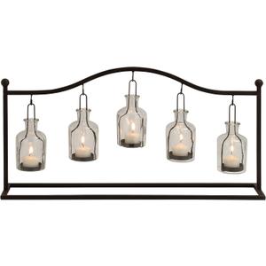 Deco 79 Metal Indoor Outdoor Candle Lantern Hanging Bottle Decorative Lantern Candle Holder, Lantern 24" x 5" x 12", Black