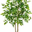Warmplants Artificial Ficus Tree, 4ft Tall Fake Ficus Tree with Basket, Faux Plant for Indoor Outdoor Home Livingroom Office Garden Porch Dcor