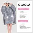 OLAOLA Wearable Blanket Hoodie, Oversized Soft Cozy Sherpa Hooded Blanket Adult, Plush Game Controller Blanket Sweatshirt with Eye Mask and Giant Pocket for Women Men (Gray) One Size