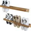 MyGift 30 Inch Premium Acacia Solid Wood Hanging Shoe Rack, Set of 2 Wall Mounted Storage Organizer Footwear Holder for Closet, Mudroom, Entryway, Holds 6 Pairs
