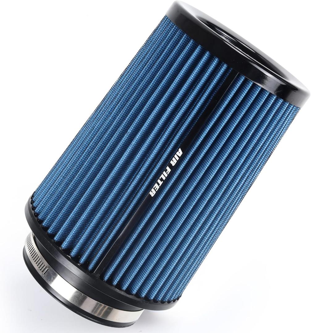 3 3.5 4 Inch Cold Air Intake Filter 76mm 89mm 101mm High Performance Washable 3 Sizes in 1 Clamp-On Replacement Cone Air Filter Blue