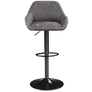 Yaheetech Bar Stools Set of 2, PU Leather Swivel Counter Height Barstools, Adjustable Bar Chairs with Backrest and Footrest, Kitchen Island Stool for Home Kitchen, Grey