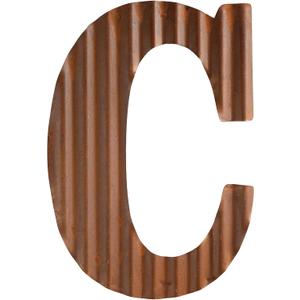 COLLECTIVE HOME - 12" Metal Letters for Wall Decor, Corrugated Rusty Letters, Rustic Hanging Wall Decor, Monogram Hanging Farmhouse Decor, Alphabet Signs for Office Bedroom Living Room Kitchen (C)