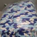 Mooreeke Chunky Knit Blanket 50"x60", Soft Chenille Throw Blanket Cozy 100% Handmade Crochet Gift Blankets with Jumbo Chenille Yarn for Couch Bed Sofa Room Decor - Blue and White