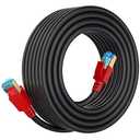 Cat 8 Ethernet Cable 50 ft, 6ft 10ft 20ft 30ft 40ft 75ft 100ft 150ft Heavy Duty High Speed Internet Network Cable 26AWG 40Gbps 2000Mhz,Professional LAN Cable Shielded in Wall,Indoor Outdoor (Black)