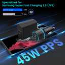 45W USB-C Charger, 2-Pack 45 Watt Samsung Super Fast Charger Type C PPS Wall/Car Charger for Samsung Galaxy S26 Ultra/S26+/S25 Ultra/S24+/S23/S22 Ultra/Note 10+, Galaxy Tab S9 with 2X 3.3ft Cable