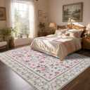 Garvee Beige Floral 8x10 Area Rugs for Living Room Bedroom