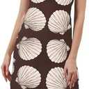 TERIVEEK Women Strapless Tube Mini Dress Summer Casual Boho Floral Print Sleeveless Backless Going Out Beach Short Dress, M, Brown Shell Print