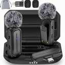 2-Pack Wireless Mini Lavalier Lapel Microphone for iPhone,Android Phone w/ Charging Case - 65ft Cordless Clip on Dual Mics with Noise Reduction 6H Working Time for Video Recording Vlogging,YouTube