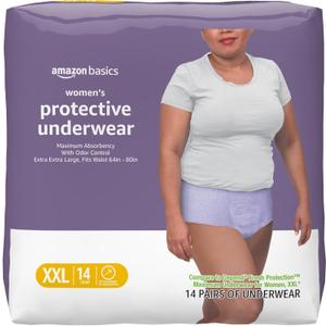 Amazon Basics Postpartum Incontinence Underwear for Women, Maximum Absorbency, Fresh Protection, Bladder Leak Protection, Disposable, XX-Large, Lavender, 14 Count
