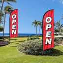 Feather Flag for Business with Pole and Ground Stake - 8ft Open Sign Advertising Banner