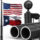 16FT Heavy Duty Flag Pole,14 Gauge Extra Thick Aluminum Flagpole Kit with 3x5 USA Flag for Outside House,Commercial,80MPH Wind Tested