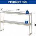APLSS All 430 Stainless Steel Overshelf for Work Table 12” x 48”, Adjustable, 2 Tier, NSF Listed